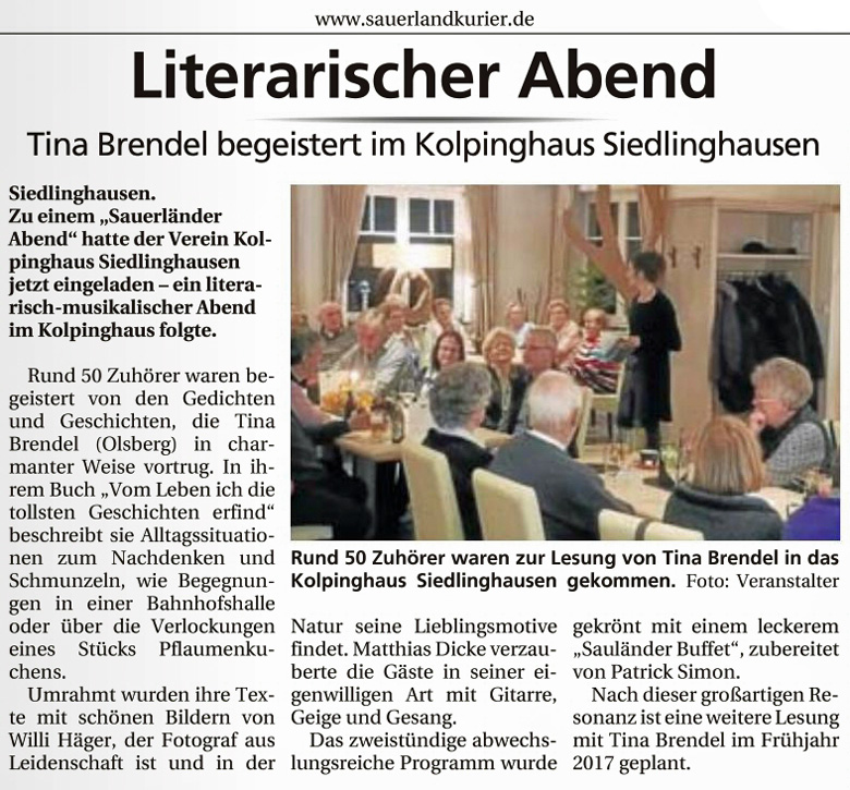 Tina Brendel begeistert im Kolinghaus Siedlinghausen